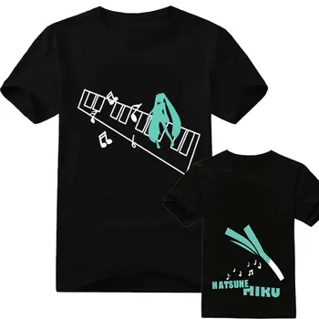 

Fashion Anime Hatsune Miku Welsh Onion Cotton T-Shirts Short Sleeves Bottoming Slim Tee Shirt O-Neck Casual Tshirts Cosplay Tops