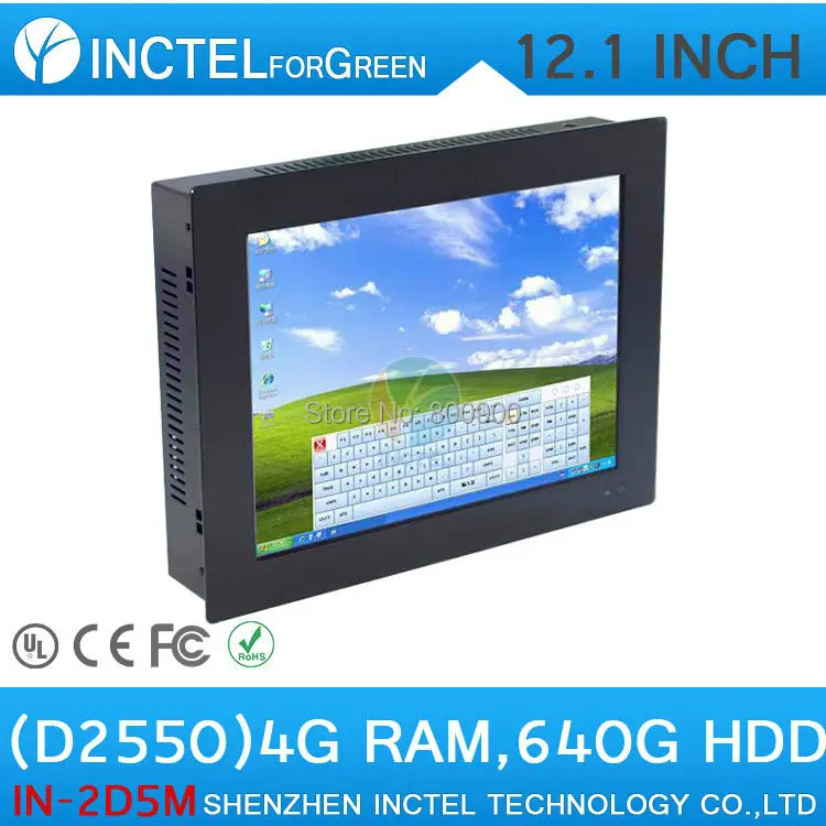 12 inch touchscreen pc computer Five wire Gtouch using high-temperature ultra thin panel with 4G RAM 640G HDD