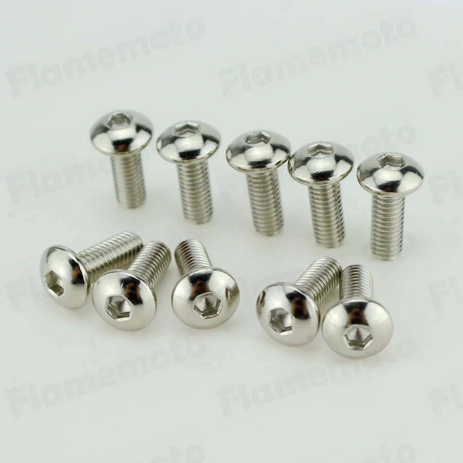 Болты для мотоцикла 10 шт. хромированные болты M6 x 16 мм|screw pin chain shackle|screw compressorchrome film