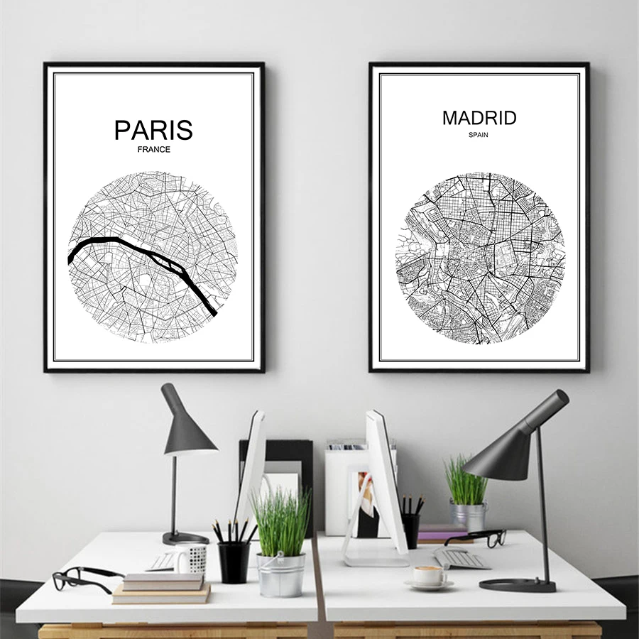 

White World City map of ROME Modern poster art paper Cafe bar home living room Print Vintage Poster decor painting 42x30cm