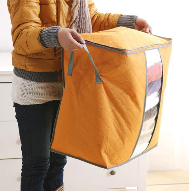 Travel Storage Bag Box Portable Organizer Fold Large Non Woven Breathable Bamboo Clothing Underbed Pouch Cube Suitcase FB0084 (4)