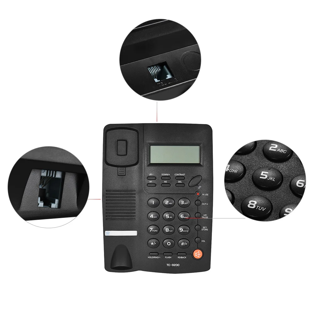 Настольный Телефон проводной телефон стационарный ЖК-дисплей Определитель номера громкость Регулируемый калькулятор будильник для домашнего звонка