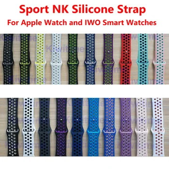 

New Breathable Silicone Sports Band for Watch 4 3 2 1 42MM 44mm rubber strap bands for IWO Smart Watch 5 6 7 8