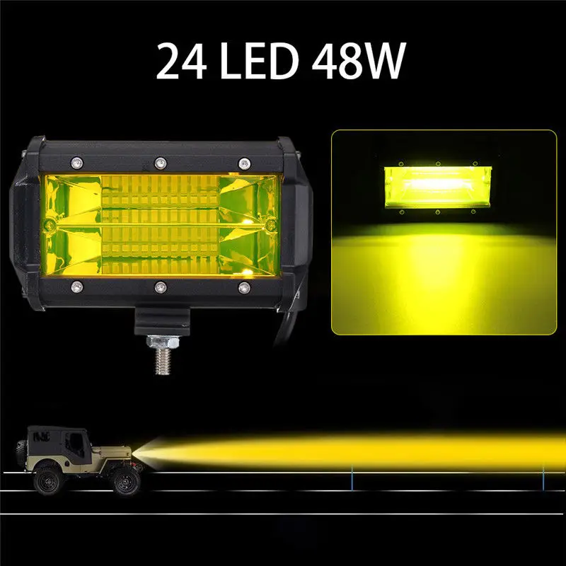 72 Вт противотуманный светильник, желтый светодиодный фонарь для вождения, рабочий светильник для внедорожников, водонепроницаемый светильник для джипа, квадроцикла, автомобиля, внедорожника, мотоцикла, грузовика, 12 В/24 В