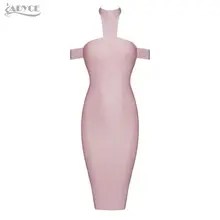 2016 the latest Winter dress women party bandage dress black white halter off-shoulder celebrity runway dress vestidos wholesale