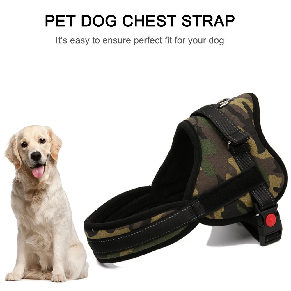 

Adjustable Breathable Dog Pet Vest Camouflage Harness Soft Nylon Leash Collar Walk Out Hand Strap Dogs Supplies dog collar