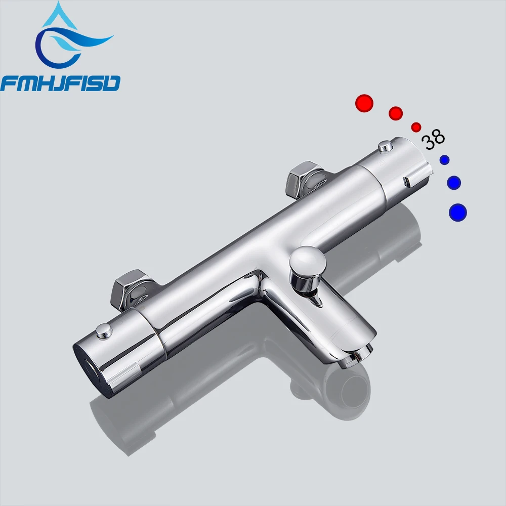 Fmhjfisd смеситель для душа для ванной, термостатический клапан, настенный, двойная ручка, автоматический термостат, регулирующий клапан, кран для ванной комнаты