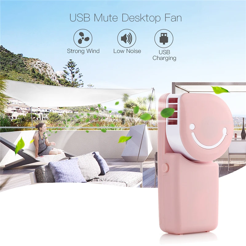 Творческий улыбкой лицо USB Перезаряжаемые воды Вентилятор охлаждения мини кондиционер Cooler поклонников Портативный ручной небольшой