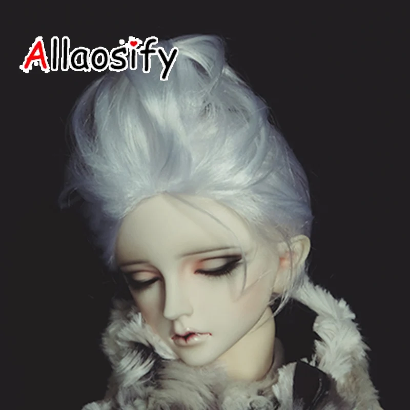 Allaosify bjd парик 1/3 высокотемпературный парик для мальчика короткие волосы кукольные парики с имитацией мохера воздушные челки назад BJD волосы - Цвет: 1