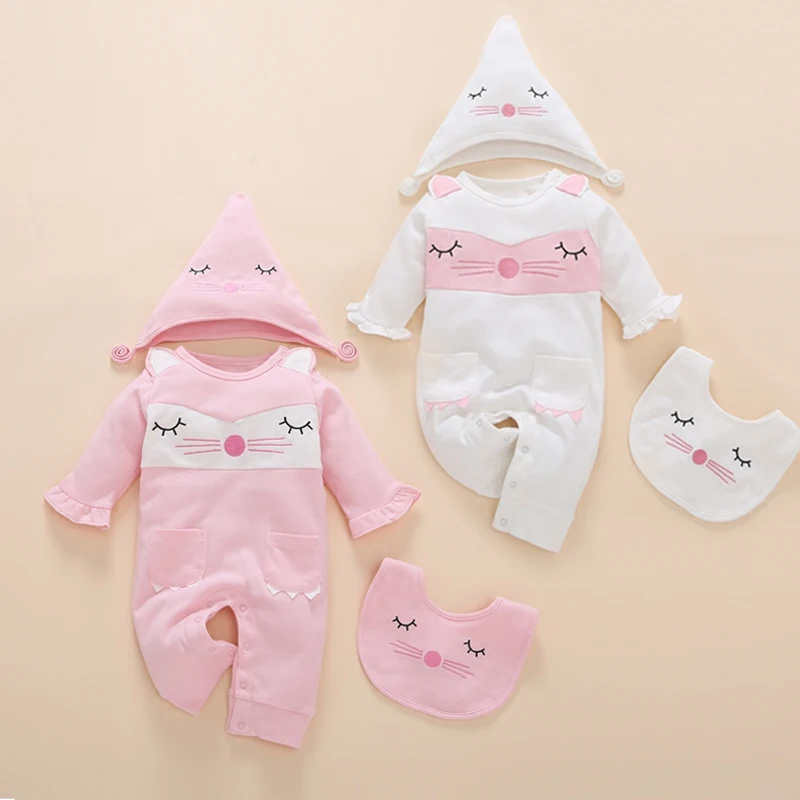 2017 Fashion 3pcs Newborn Baby Clothes Embroidered Cartoon Twins Autumn Kids Infant Baby Girl