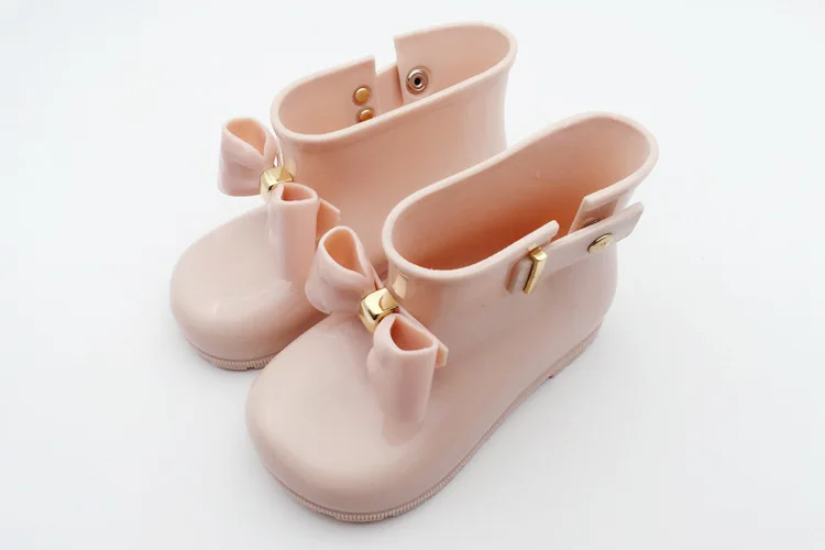 Водонепроницаемая детская обувь для дождливой погоды резиновые сапоги с бантом Желе мягкая обувь для младенцев сапоги для девочек детские непромокаемые сапоги дети с бантом для девочек