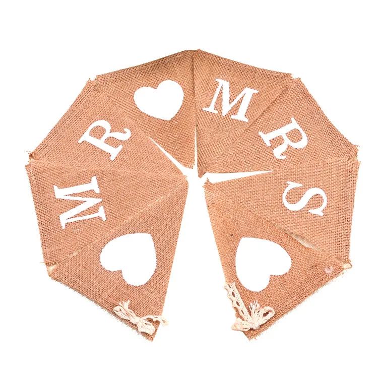 Mr Mrs Love heart винтажный Свадебный баннер джутовый Бантинг реквизит для фотосессии Свадебная гирлянда в рустикальном стиле флаг вечерние подвесные Свадебные украшения