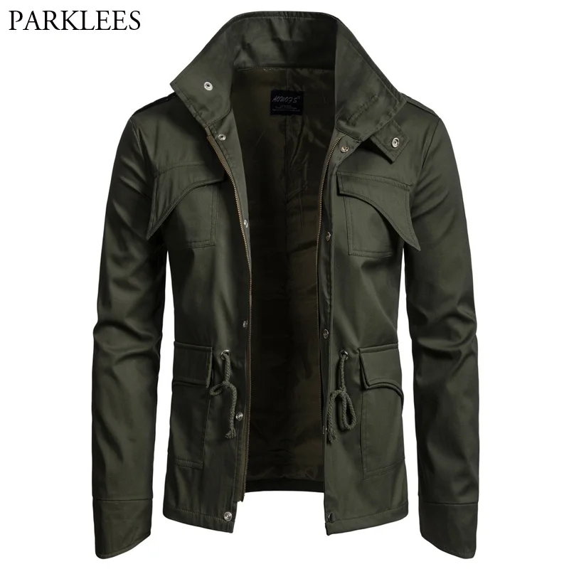 

Men's Cotton Jackets 2018 Fashion Zipper Drawstring Bomber Jacket Men Casual Jackets Coats Windbreaker Jacket Chaquetas Hombre