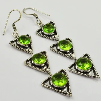 

Peridots , Silver Overlay on Copper Earrings, , 75mm , E1996
