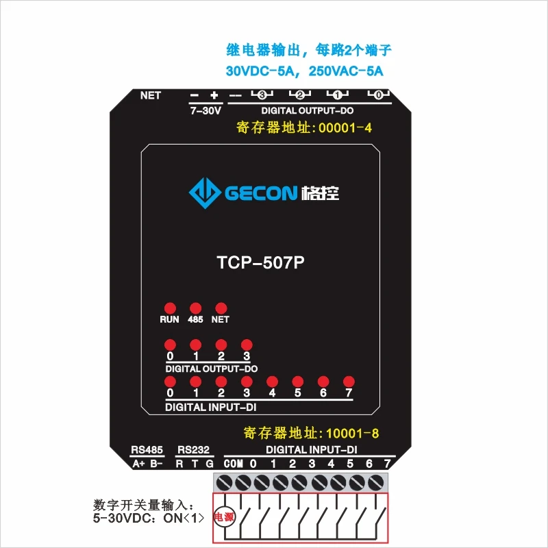 

4-Channel Relay Output 8-channel Digital Input Industrial Ethernet Module Modbus TCP Protocol