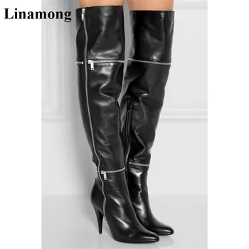 

Newest Fashion Sexy Women thin heels High Boots Knee-High Zipped Women Public Style Boots comfortable and warm