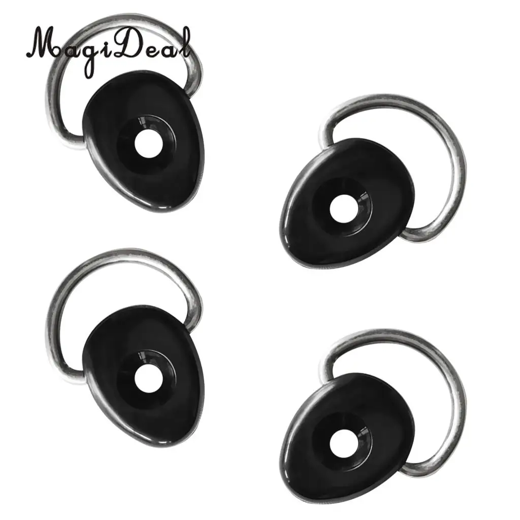 MagiDeal Outdoor Water Sports 4Pcs Kayak Loop Deck Fitting & D-Ring for Deck Bungee Line Rigging Safety Rowing Boats Acce Black