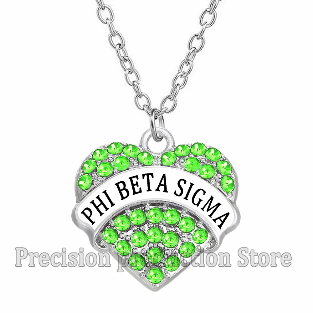 Популярные PHI BETA SIGMA студенческое праздничное общество ювелирные изделия для горного хрусталя инкрустированные сердце кулон ожерелье настраиваемый