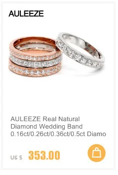 AULEEZE 0,6 cttw натуральный настоящий алмаз кольца для женщин AU750 18 К из желтого золота с бриллиантом Свадьба юбилей группа
