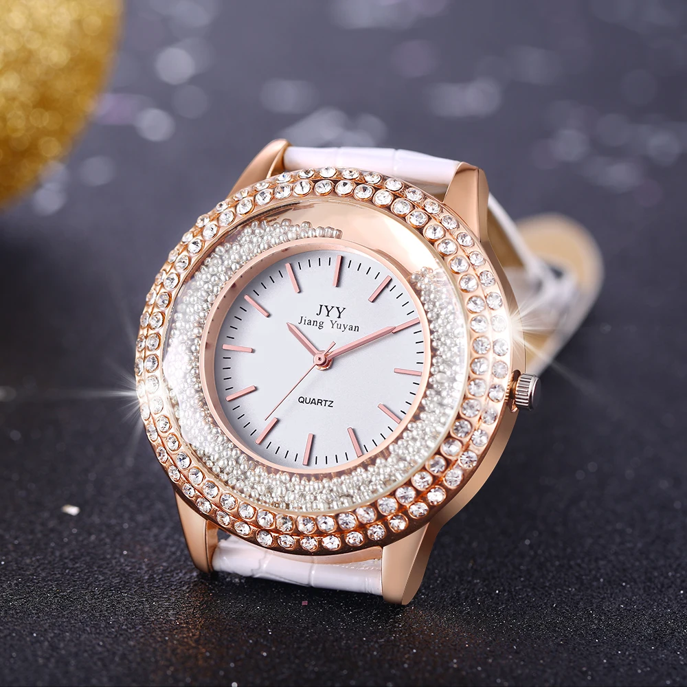 

JYY Watch Luxury Glitter Diamond Rhinestone Watch Women Watches Women's Fashion Exquisite Leather Clock Saat Relogio Feminino