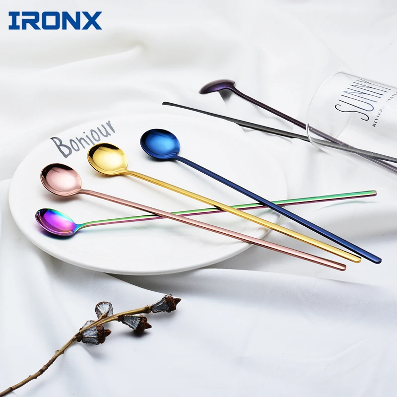 

1Pc Mixing Spoon Ice Cream Dessert Tea Long Hand Spoons bar tool
