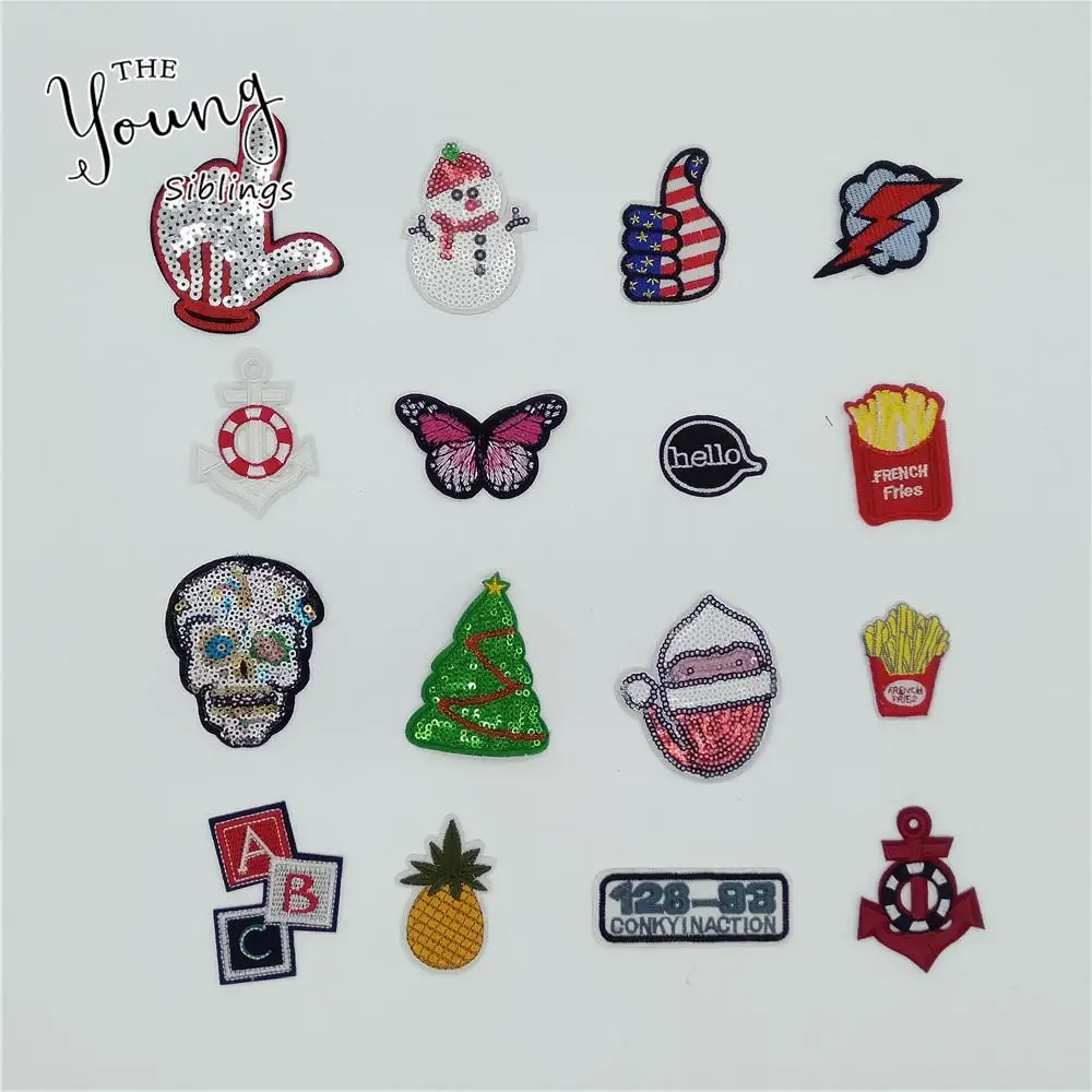 

Fashion style Kids Sequins Patch Hot melt adhesive Applique Embroidery DIY Sewing Clothing Accessory Patches Stripes C2176-C924