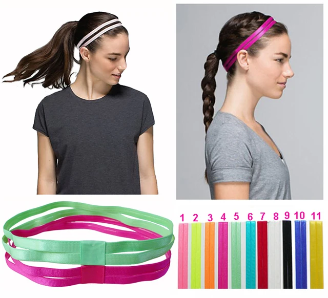 Double Elastic Headband Softball Anti slip Silicone Rubber Hair Bands