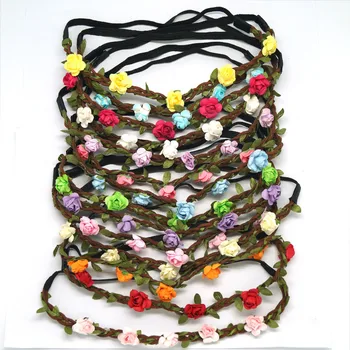 

Flower Crown Headband Beautiful Rose Flower Headbands Girls Bohemian Style Wreath Wedding Floral Garland For Women fast DHL
