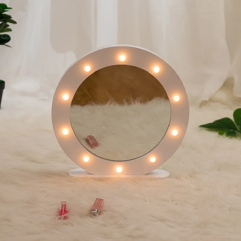 

Makeup Mirror LED fairy lights circular LED Wooden base Professional Vanity Mirror 10 LED Health Beauty Fashion Design gift