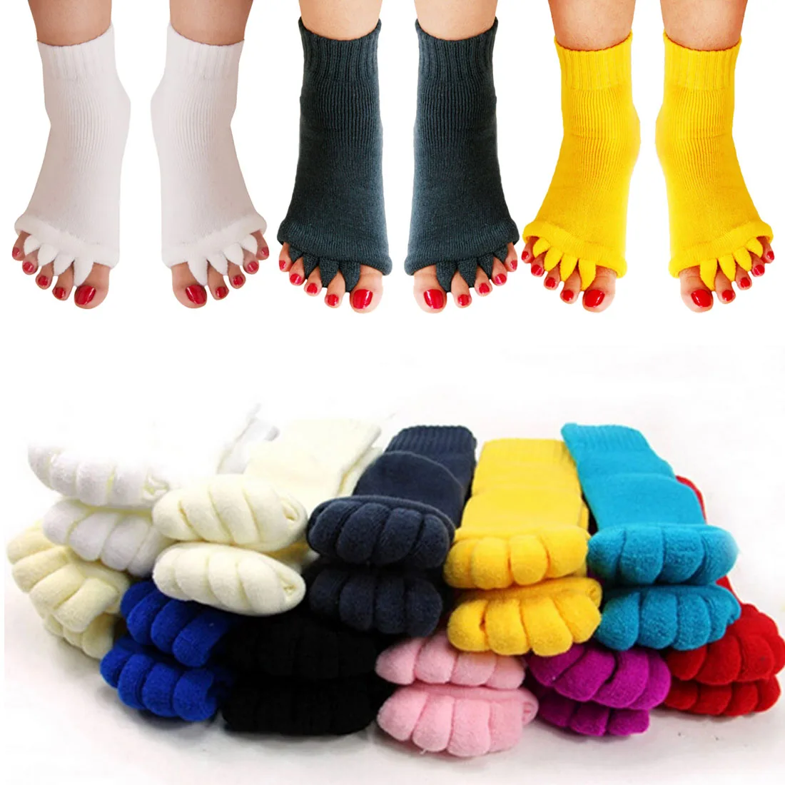 

Hallux Valgus Correction Five Toe Socks Fingers Toe SeparatorsEastic Foot Alignment Pain Relief Socks For Pedicure