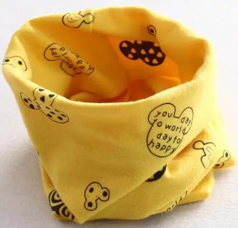 Хлопковый шарф для малышей; круглые осень-зима детские нагрудники Bufandas дети кольцо воротник с мультяшным принтом шейный шарф для девочек, для мальчиков головной убор теплые шейный платок - Цвет: ear yellow