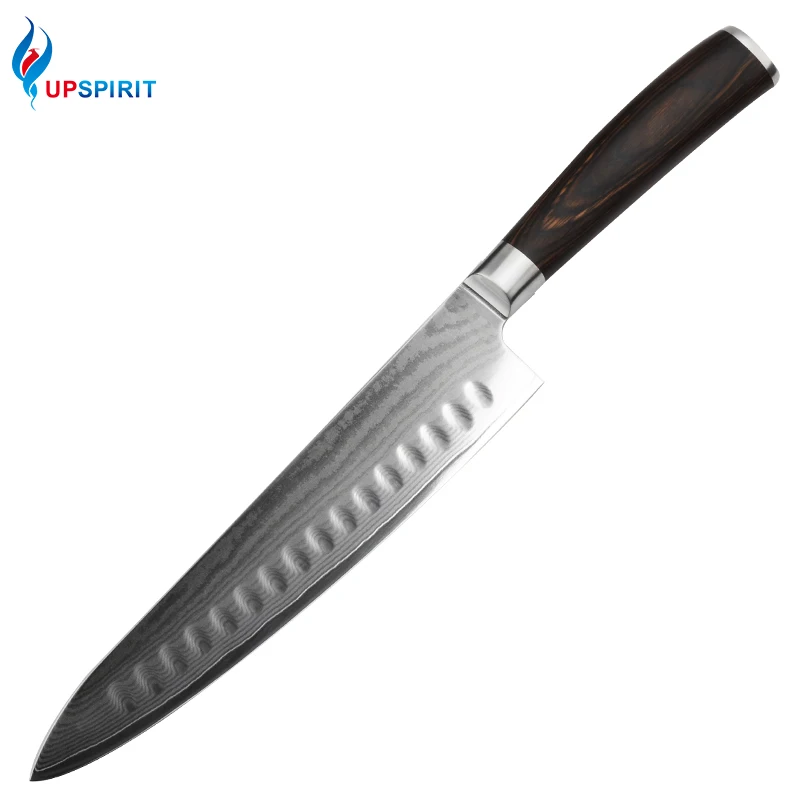 

Upspirit 8" Damascus Steel Chef Knife Fruit Vegetable Slicer Meat Fish Cleaver Sushi Slicing Cutter Utility Home Kitchen Knives