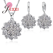 Наборы свадебных ювелирных изделий 925 пробы серебро Очаровательный кубический ia CZ Кристалл шар форма кулон ожерелье серьги