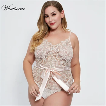 

Whatiwear Sexy Lace Strappy V-Neck Bodysuit Women Skinny Mesh Bodysuit Female Body Suit For Women Plus Size Bodysuits Body Mujer