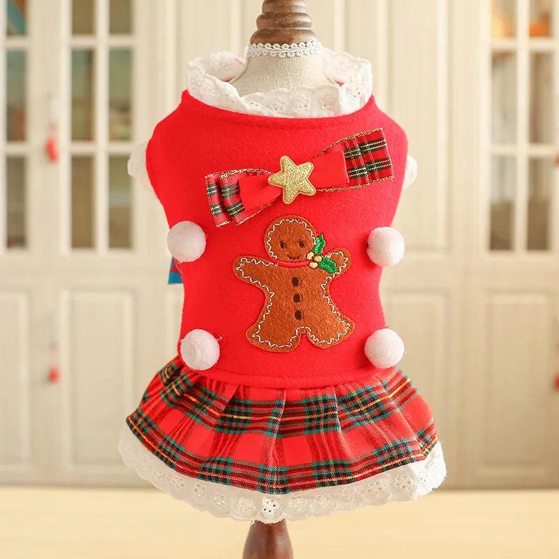 Красный школьный стиль Йоркширский терьер одежда осень зима рождественский жилет для животных рубашка юбка костюм для кошки, собаки товары для чихуахуа