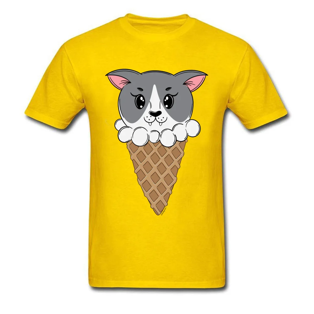 Design T-shirts Cute Crewneck Kitty Cream 100% Cotton Men Tops Shirts Personalized Short Sleeve Tops T Shirt Wholesale Kitty Cream yellow