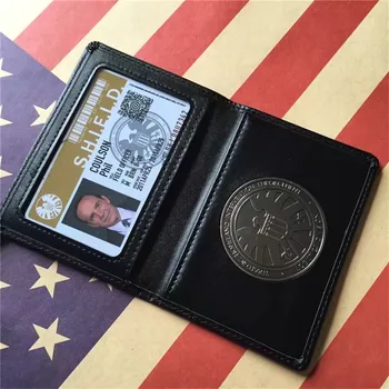 

Agents of Shield S.H.I.E.L.D. Metal SHIELD Badge Pin & ID Cards Genuine Leather Case Holder Wallet 1:1 Gift Cosplay Collection