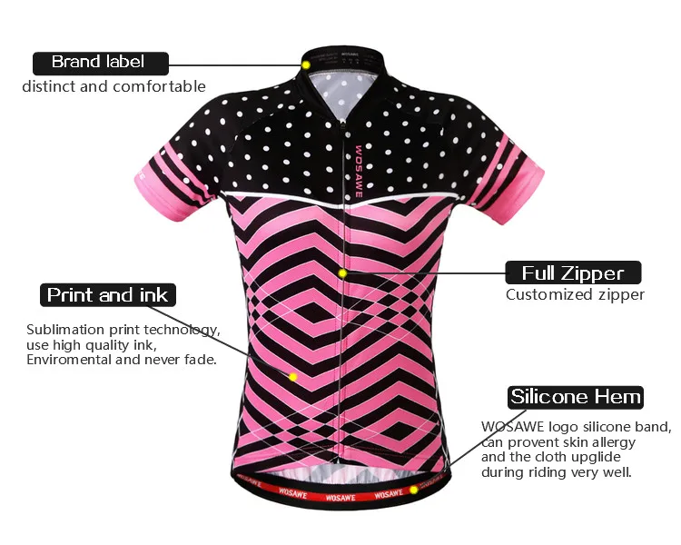 WOSAWE Women's Short Sleeve Cycling Clothing Suit Cycling Jersey + Breathable Bicycle Shorts Skirts with 3D Pad Sportswear Set