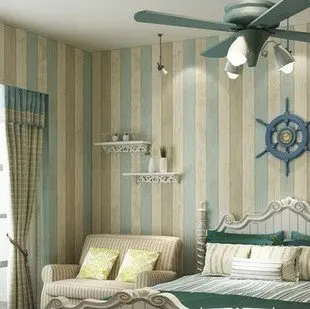 Free Shipping! High quality classic romantic Mediterranean style non-woven vertical stripes wallpaper for bedroom/living room |