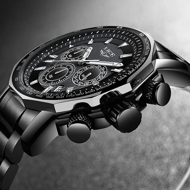 

LIGE Men Watches Fashion Chronograph Luxury Waterproof Business Watch Men Full Steel Sports Quartz Clock Male Relogio Masculino