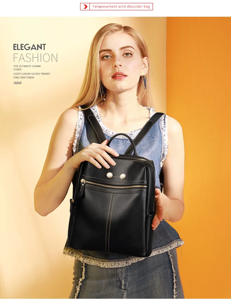 FOXER брендовый женский рюкзак из спилка для путешествий, Подростковая повседневная школьная сумка, Большой Вместительный женский модный рюкзак