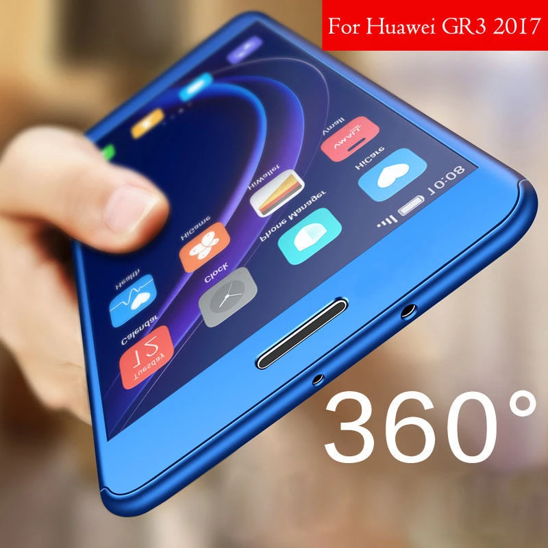 360 Degrees Full Cover Case And Tempered Glass For Huawei P20 Pro P9 Lite 2017 P10 Plus GR5 GR3 Anti-knock Phone DYee |