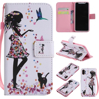 Роспись книжные Стиль чехол-портмоне с откидной крышкой из искусственной кожи чехол подставка обложки для samsung Galaxy A3 A5 A7 J1 J3 J5 J7 A510 J510 Note 8, 9 - Цвет: Woman and Cat