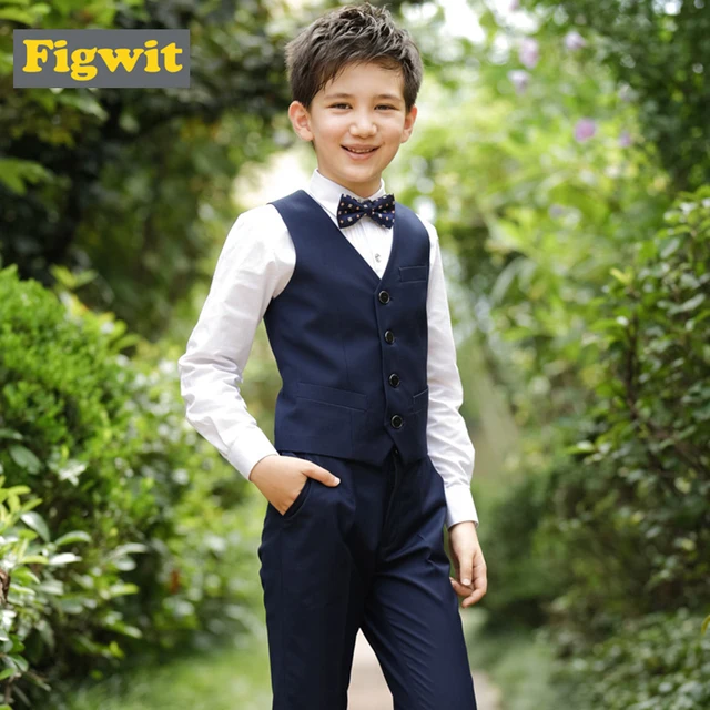 Figwit Kids Boy Vest Children Clothing Set Wedding Communion Party