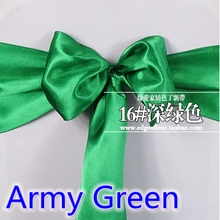 Армейский зеленый цвет атласная sash Председатель шарф свадебное украшение бант на стул группа вечерние hotel show декоративный пояс-кушак блестящий цвет
