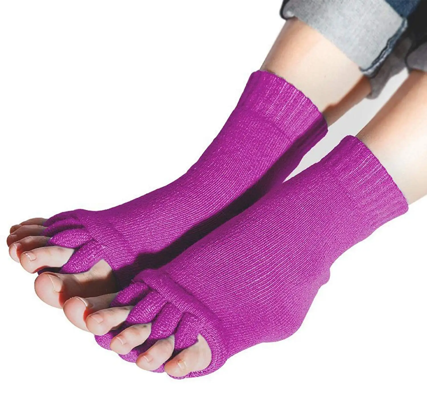 5 Pair Five Toe Separator Socks Alignment Pain Plush Health Massage