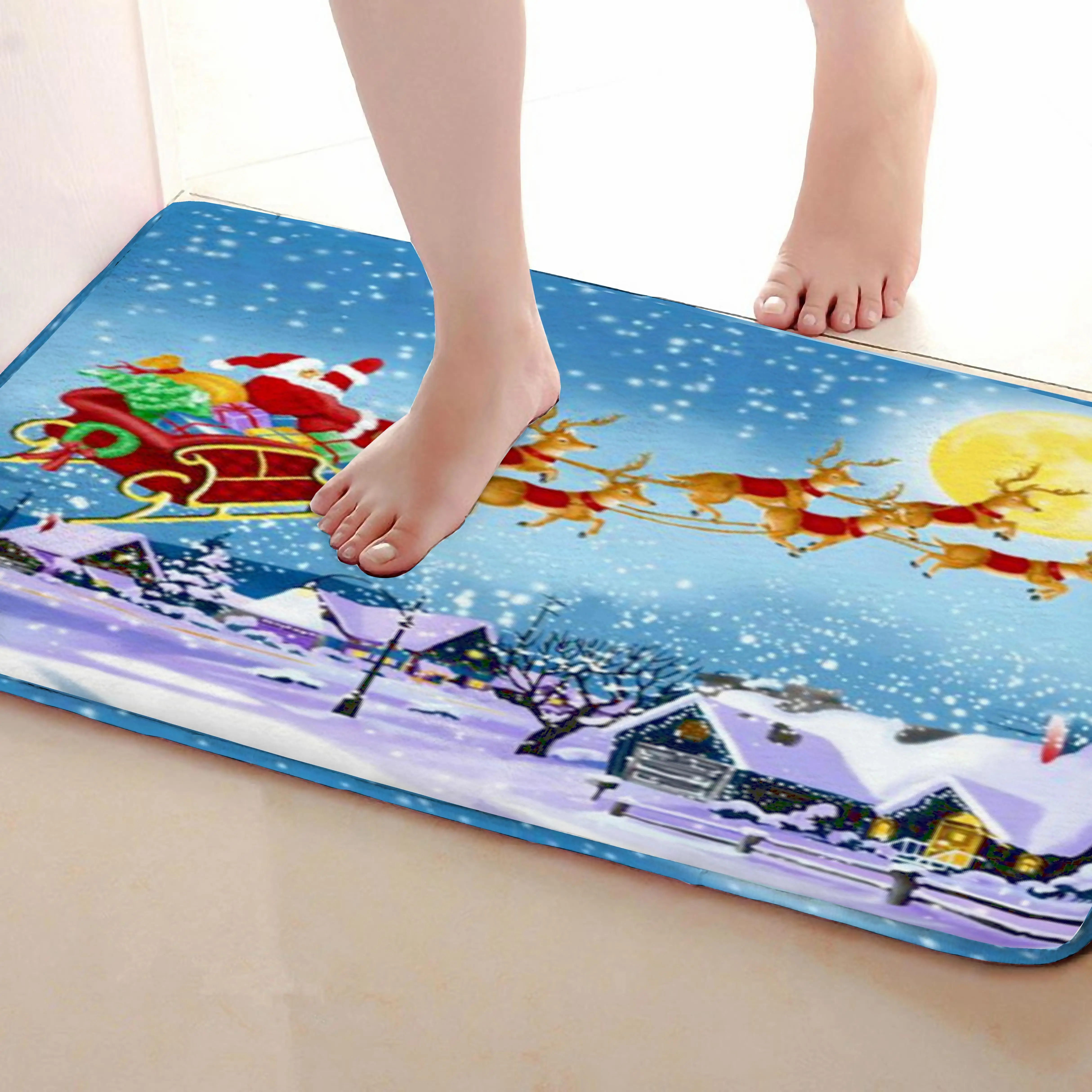 Санта Клаус стиль Коврики для улицы, смешной Противоскользящий коврик для ванной, дверные коврики, дверные коврики под входную дверь