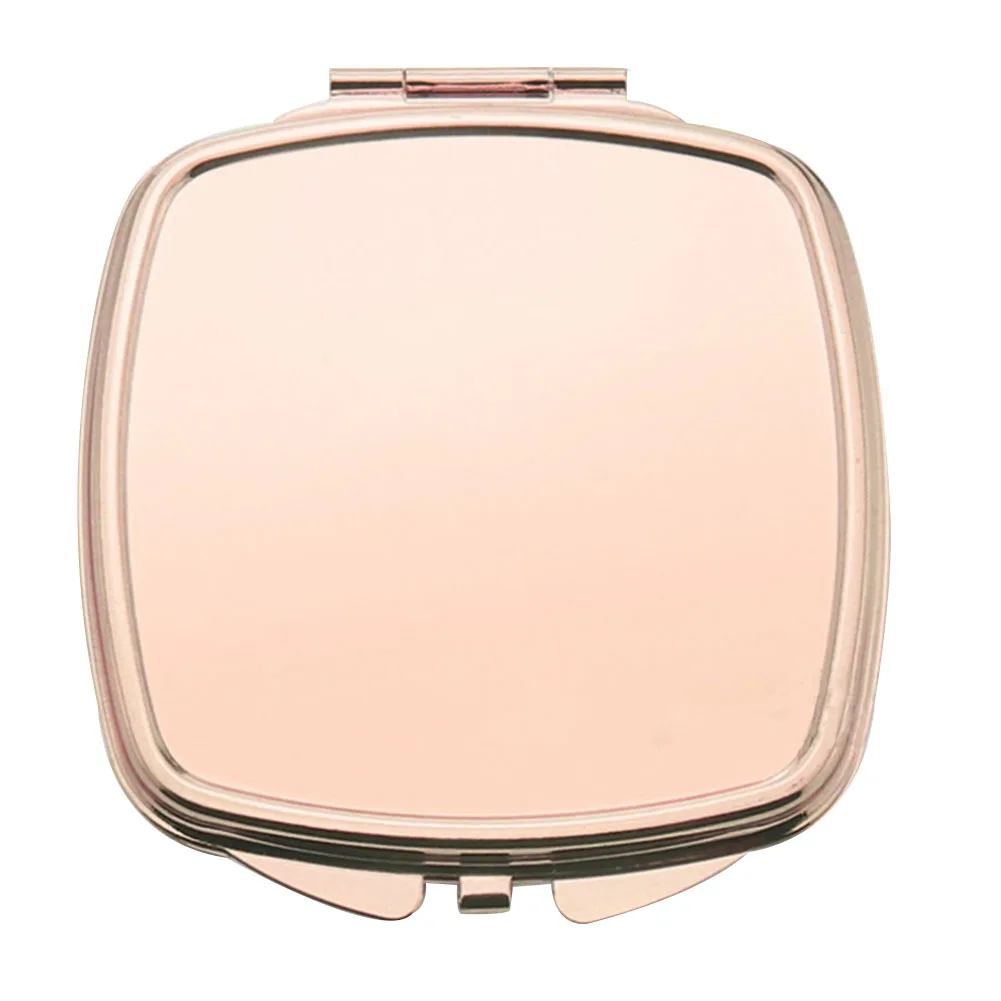 Portable Purse Mirror Rose Golden Makeup Compact Mirror Folding Pocket Mirror For Traveling, Camping-Rounded Square Shape Style