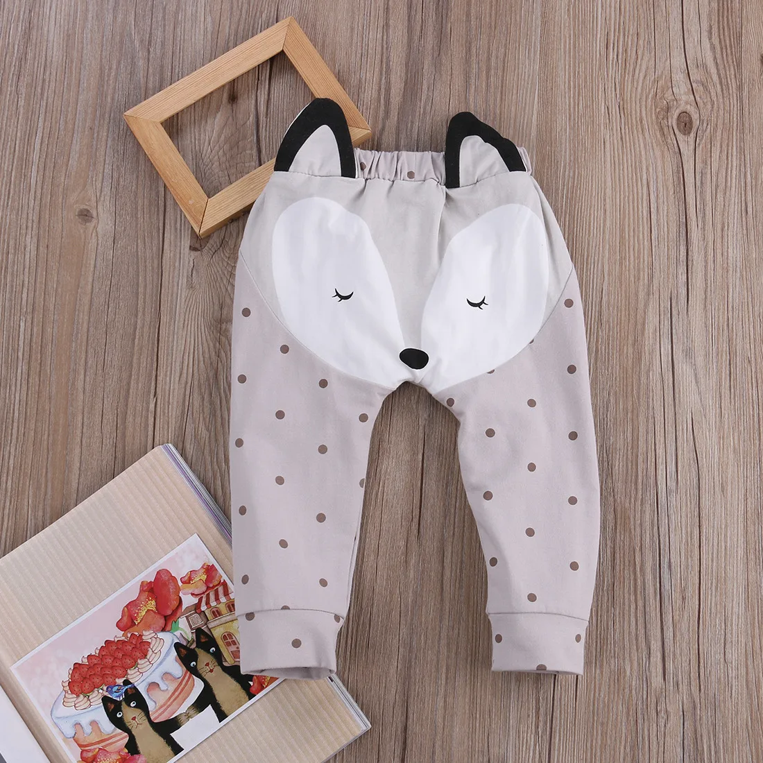 Повседневные штаны-шаровары в горошек с рисунком лисы и коричневого цвета для новорожденных мальчиков и девочек, леггинсы, брюки для детей от 0 до 24 месяцев