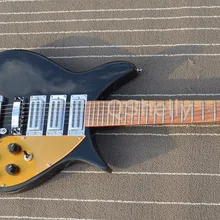 Высокое качество QShelly custom black RK 325 330 Модель 3 пикапы золотые накладки Рик 21 Лады электрогитара музыкальный инструмент магазин